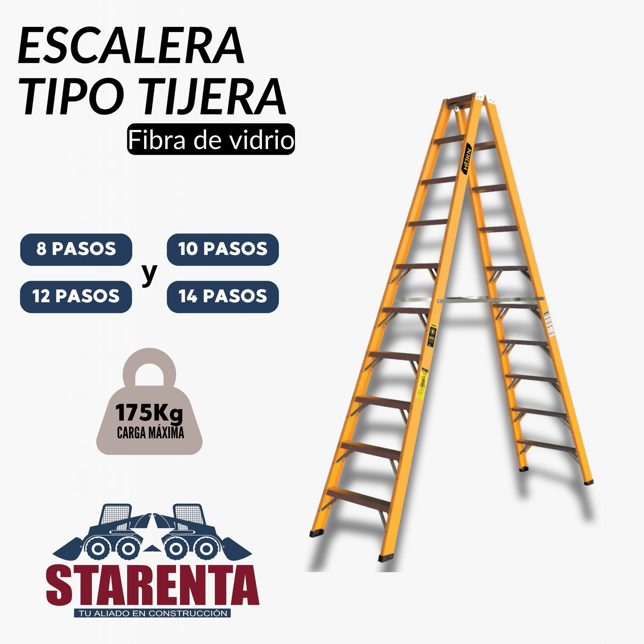 Escalera tipo tijera de fibra de vidrio